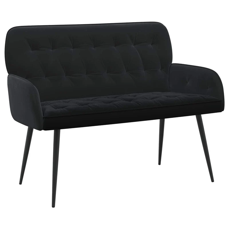 2 Seater Sofa with Metal Legs 2-Seater Black Velvet