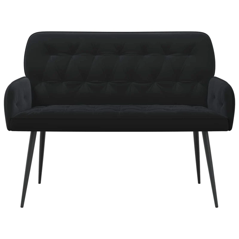 2 Seater Sofa with Metal Legs 2-Seater Black Velvet
