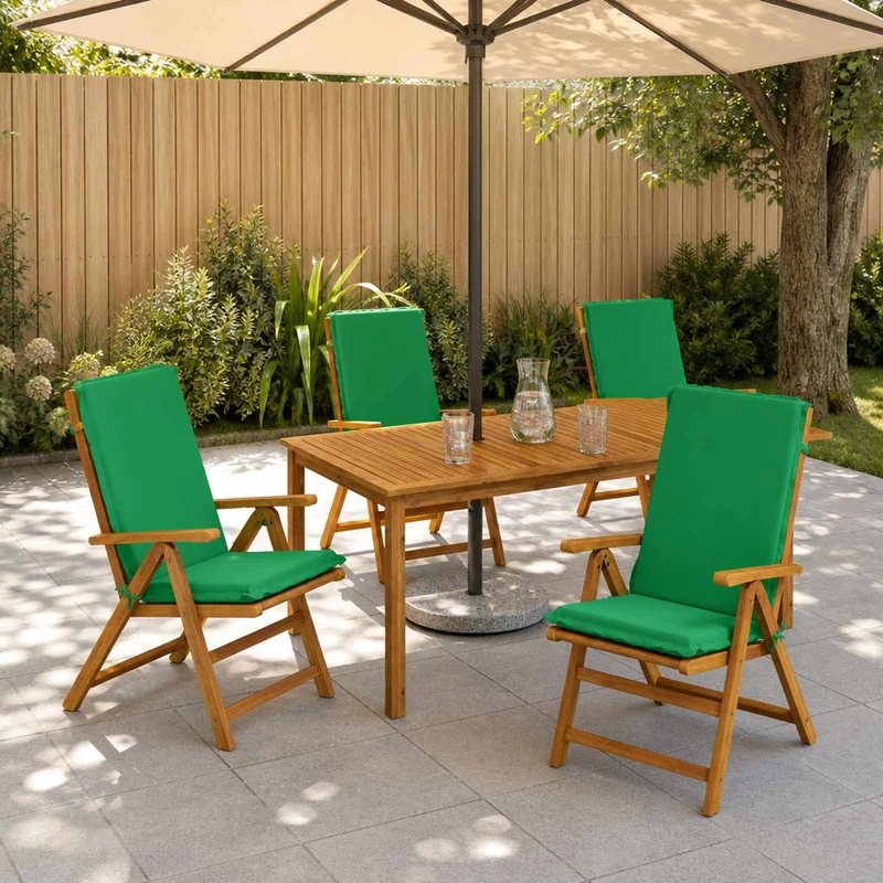 High Back Chair Cushion GEMERT 4 pcs 100% Polyester Green