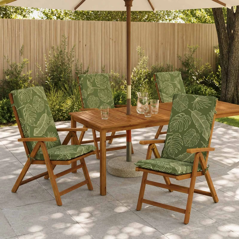 High Back Chair Cushion GEMERT 4 pcs 100% Polyester Leaf Design