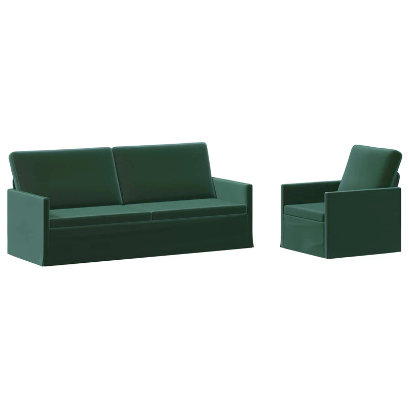 Sofa Set 2 pcs Dark Green Velvet