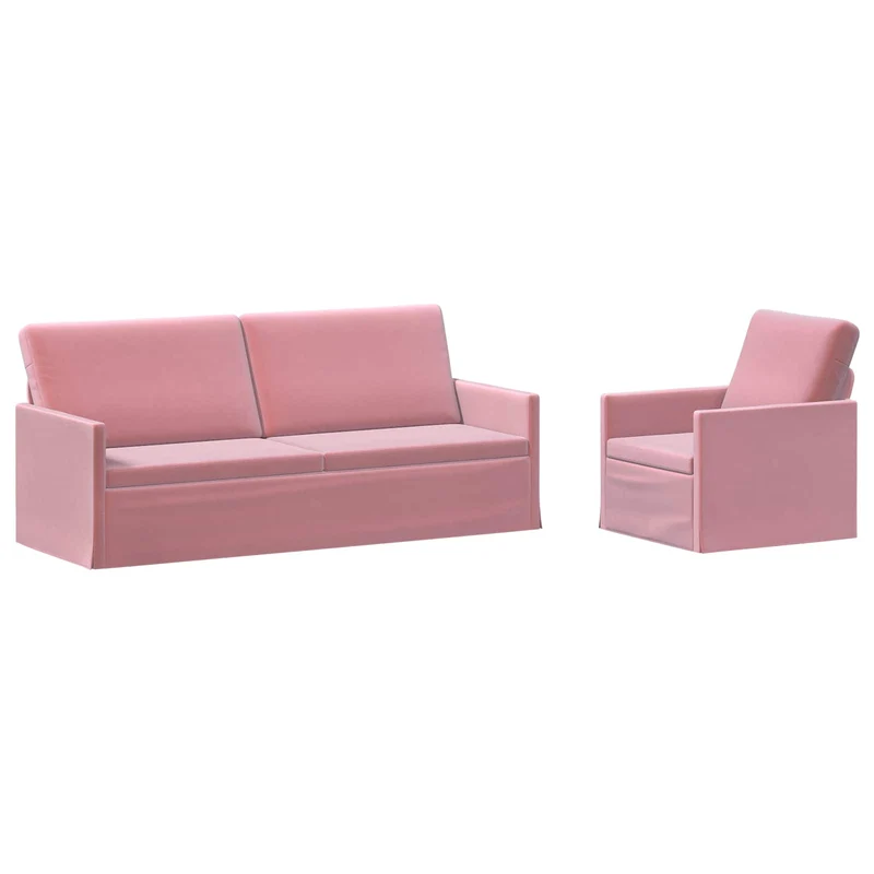 Sofa Set 2 pcs Pink Velvet