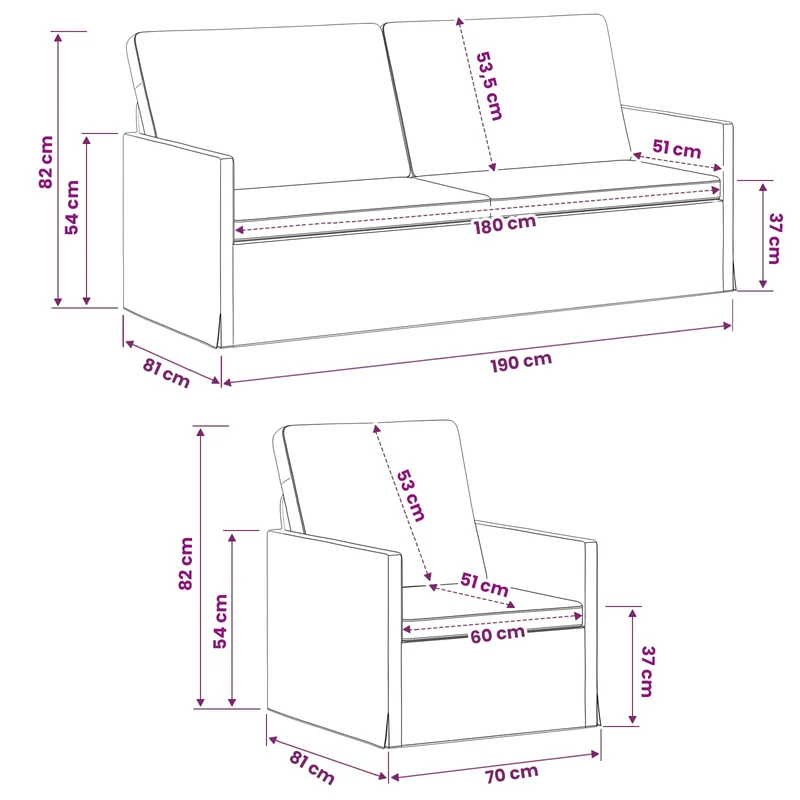 Sofa Set 2 pcs Wine Red Velvet