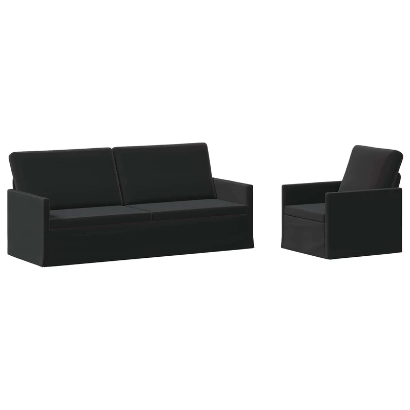 Sofa Set 2 pcs Black Velvet