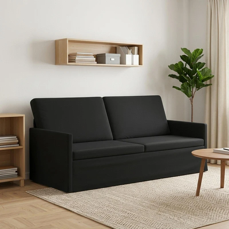 3 Seater Sofa Black 190 x 81 x 82 cm Velvet