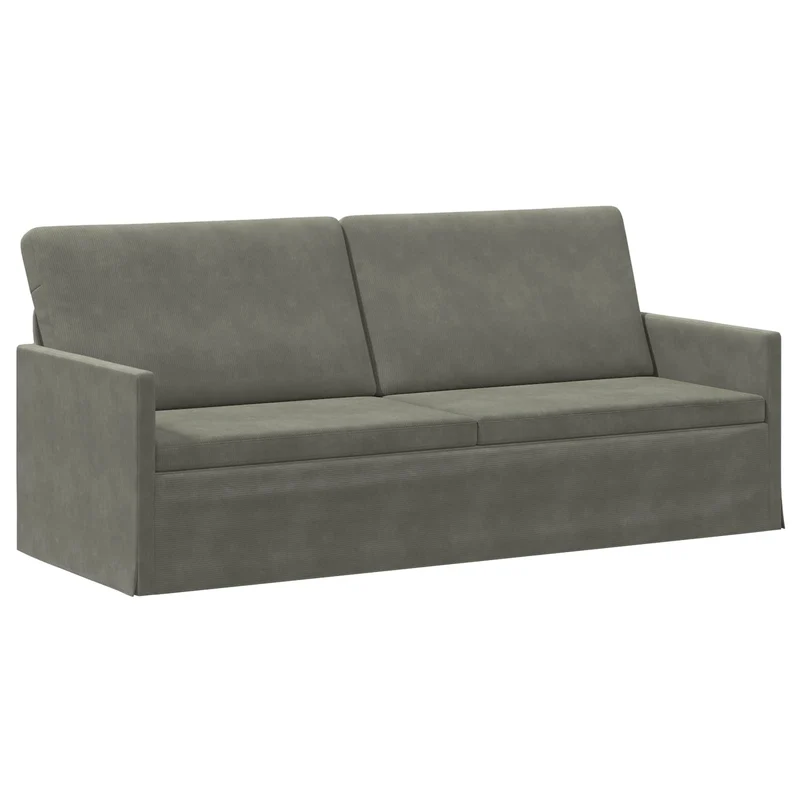3 Seater Sofa Light Grey 190 x 81 x 82 cm Corduroy Fabric