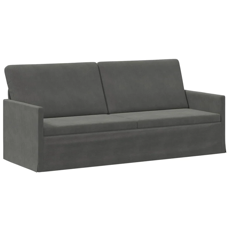 3 Seater Sofa Dark Grey 190 x 81 x 82 cm Corduroy Fabric