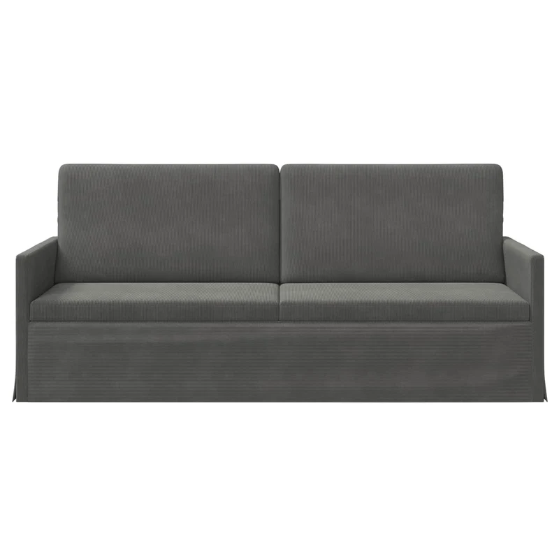 3 Seater Sofa Dark Grey 190 x 81 x 82 cm Corduroy Fabric