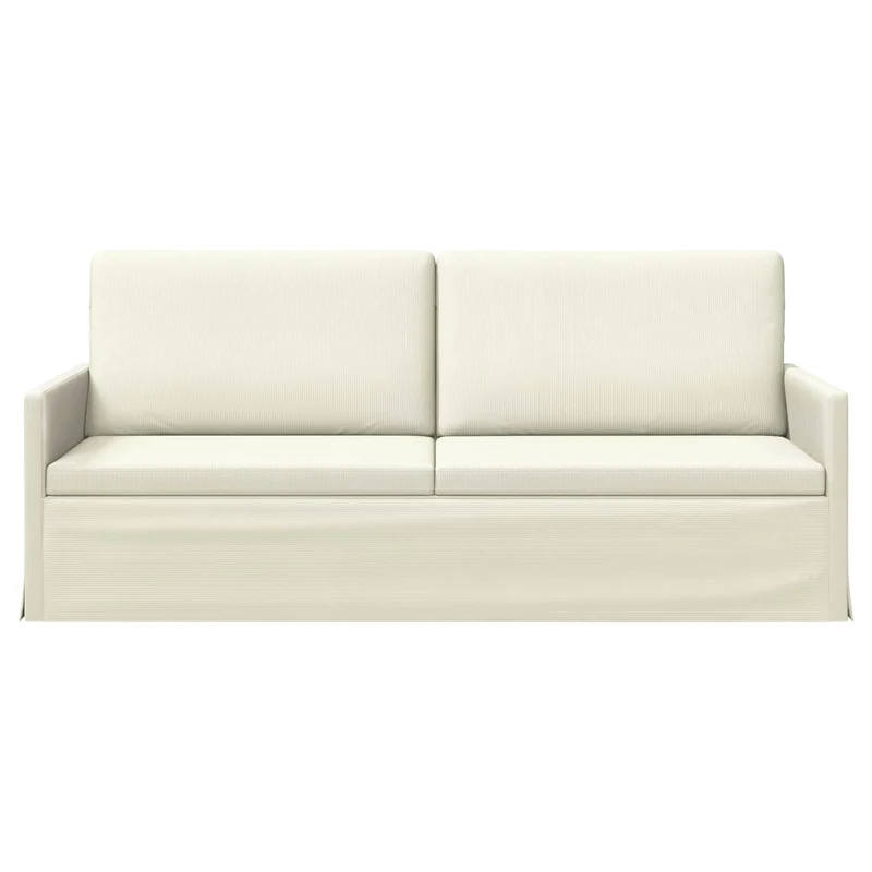 3 Seater Sofa Cream 190 x 81 x 82 cm Corduroy Fabric