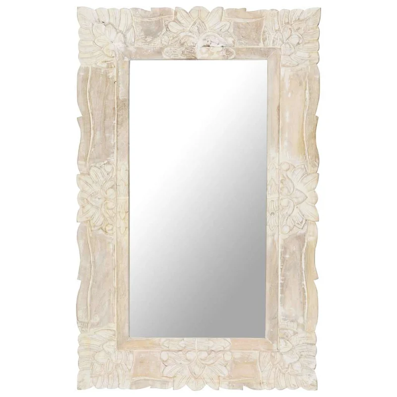 321633 vidaXL Mirror White 80x50 cm Solid Mango Wood