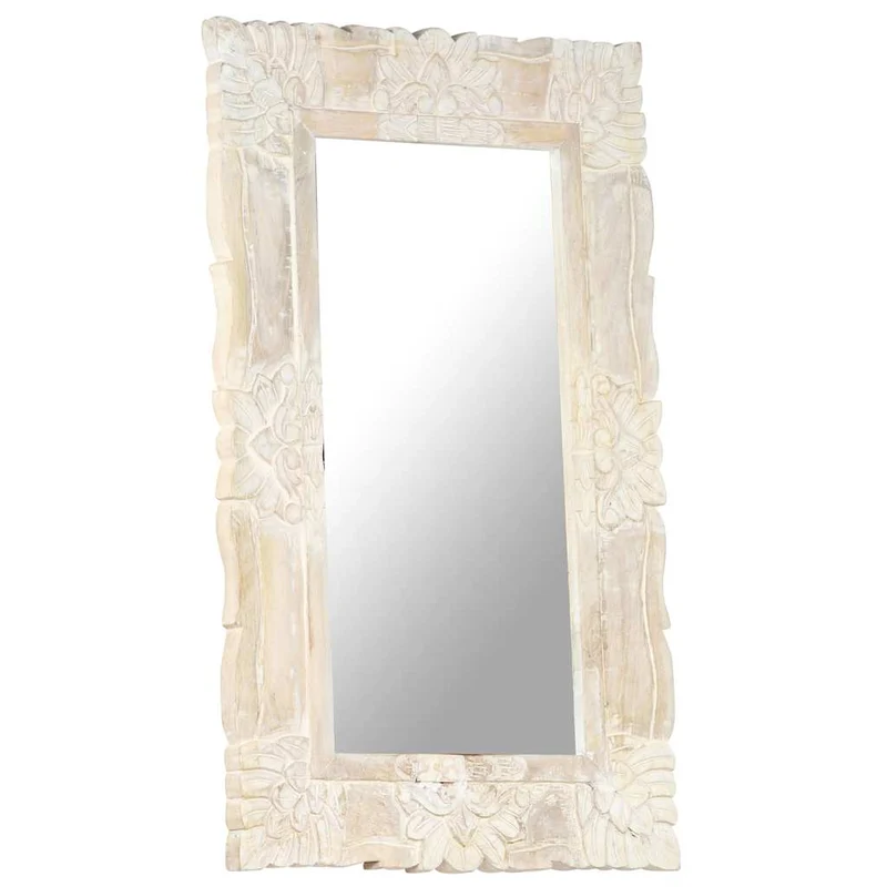 321633 vidaXL Mirror White 80x50 cm Solid Mango Wood