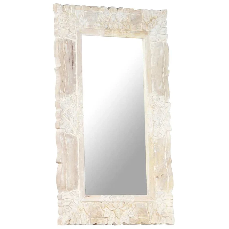 321633 vidaXL Mirror White 80x50 cm Solid Mango Wood