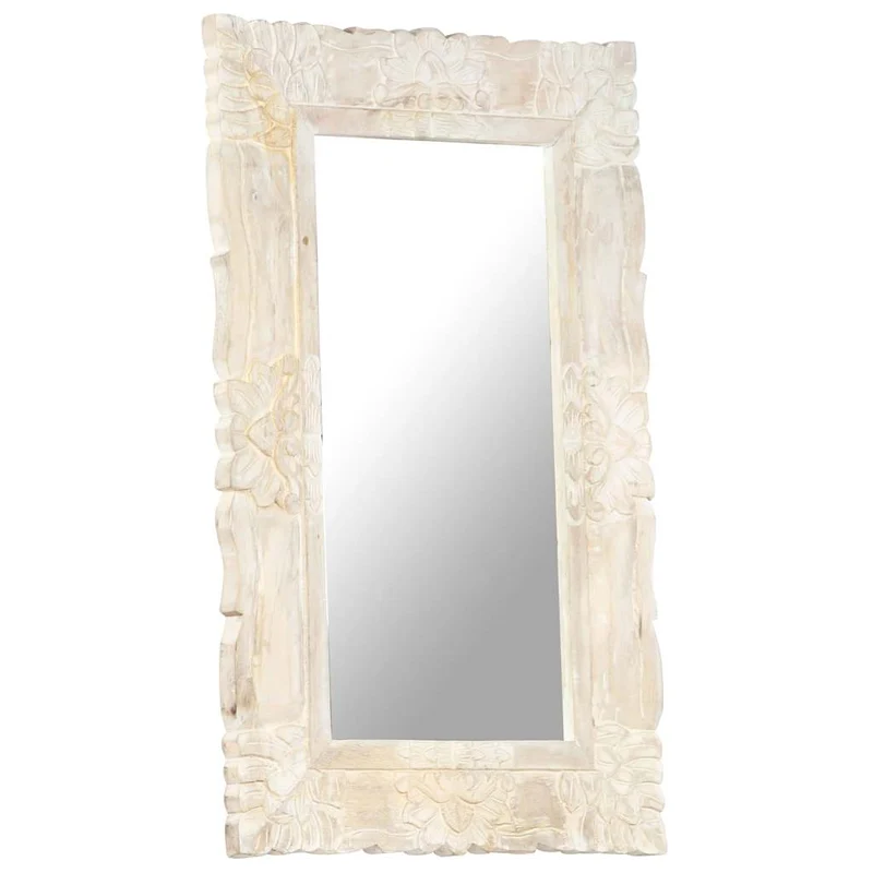 321633 vidaXL Mirror White 80x50 cm Solid Mango Wood