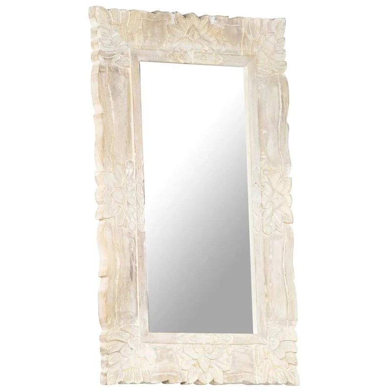 321633 vidaXL Mirror White 80x50 cm Solid Mango Wood