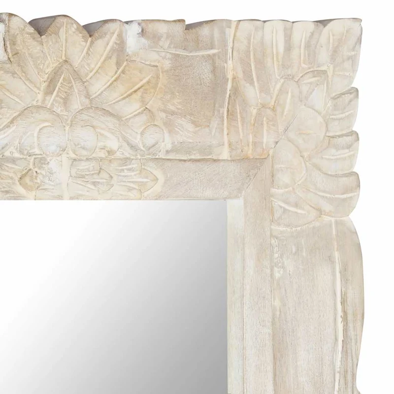 321633 vidaXL Mirror White 80x50 cm Solid Mango Wood