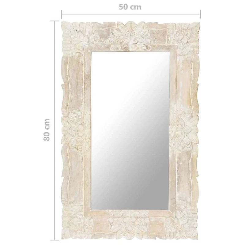 321633 vidaXL Mirror White 80x50 cm Solid Mango Wood
