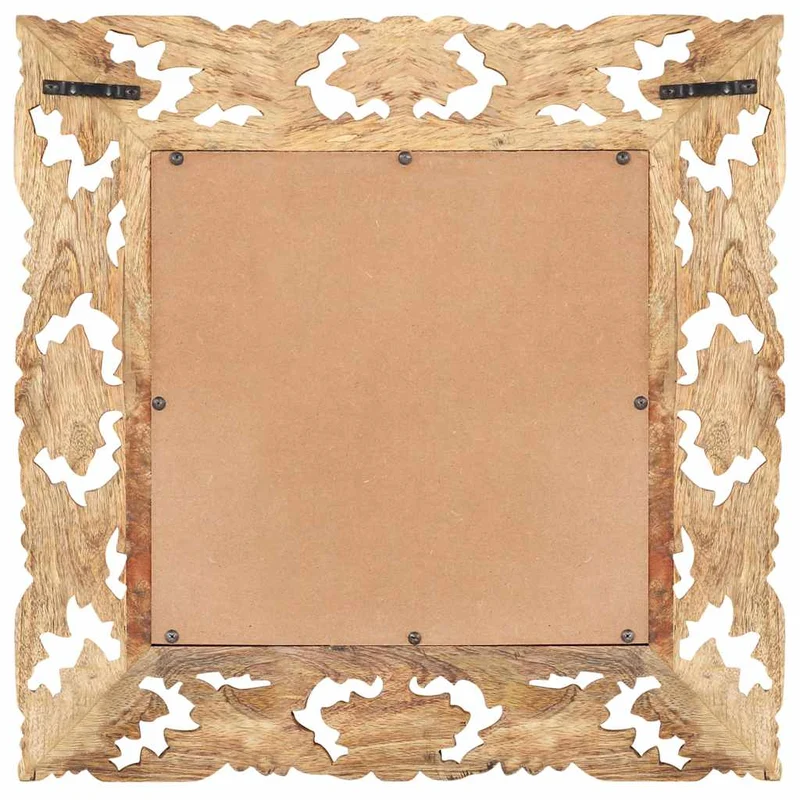 321638 vidaXL Hand Carved Mirror Brown 50x50 cm Solid Mango Wood