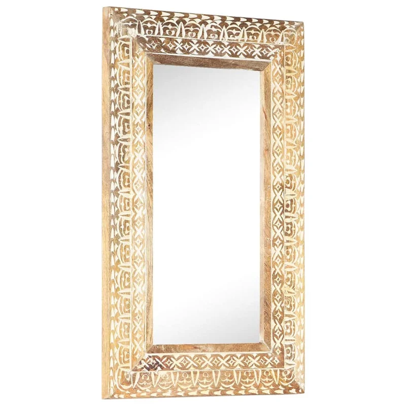 321645 vidaXL Hand-Carved Mirror 80x50x2,6 cm Solid Mango Wood