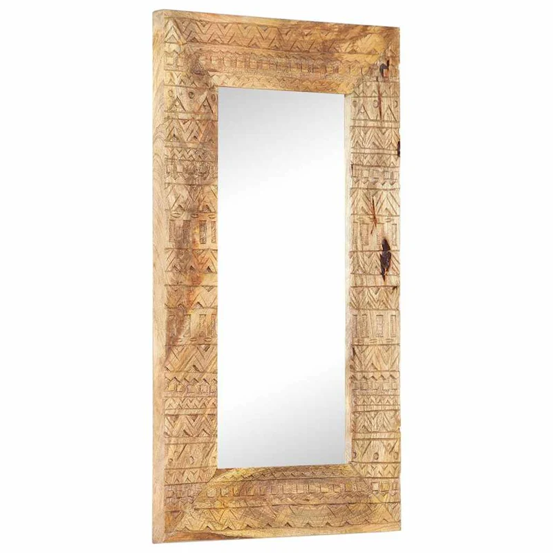Hand-Carved Mirror 80x50x2,5 cm Solid Mango Wood