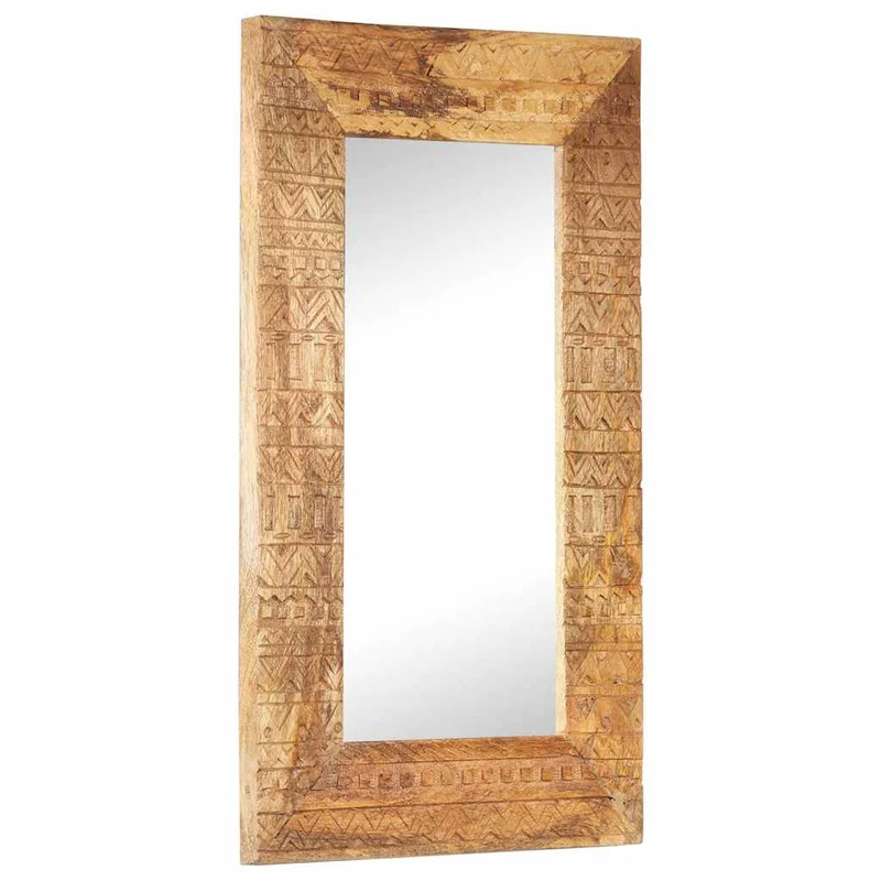 Hand-Carved Mirror 80x50x2,5 cm Solid Mango Wood