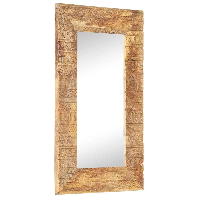 Hand-Carved Mirror 80x50x2,5 cm Solid Mango Wood