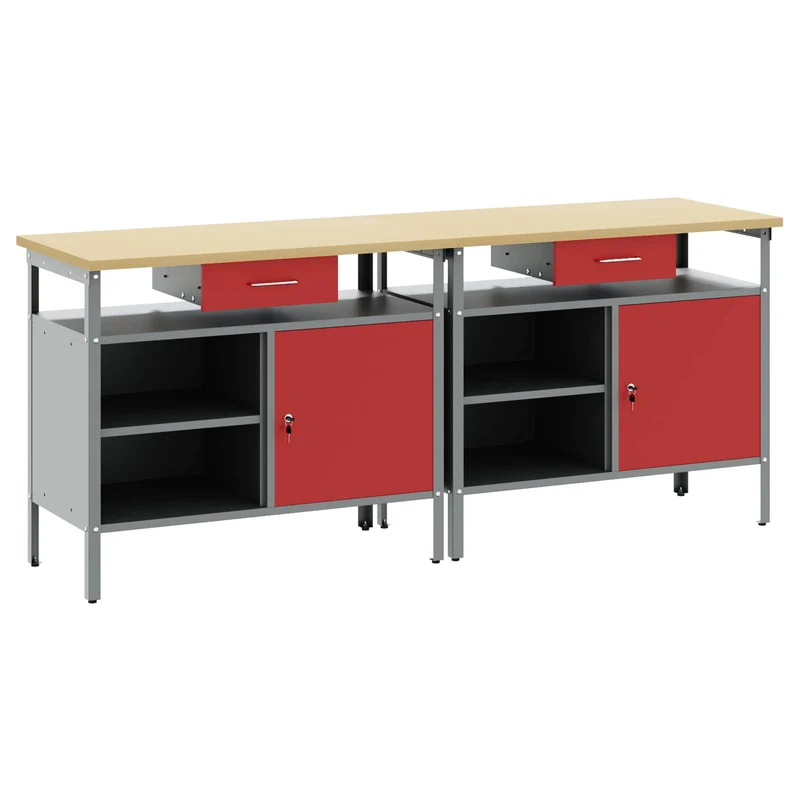 Work Bench Set 2 pcs Red Steel