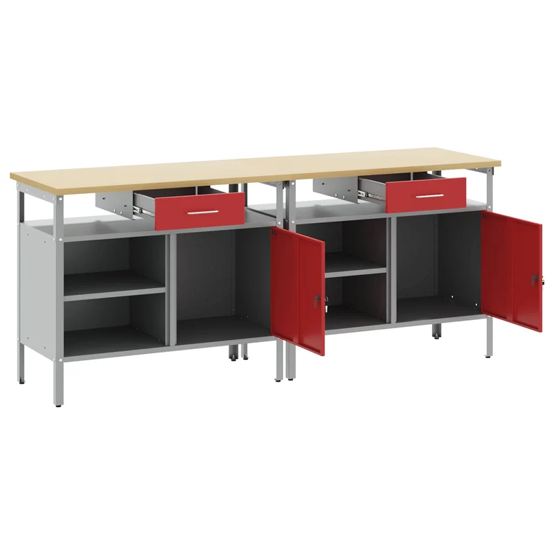 Work Bench Set 2 pcs Red Steel