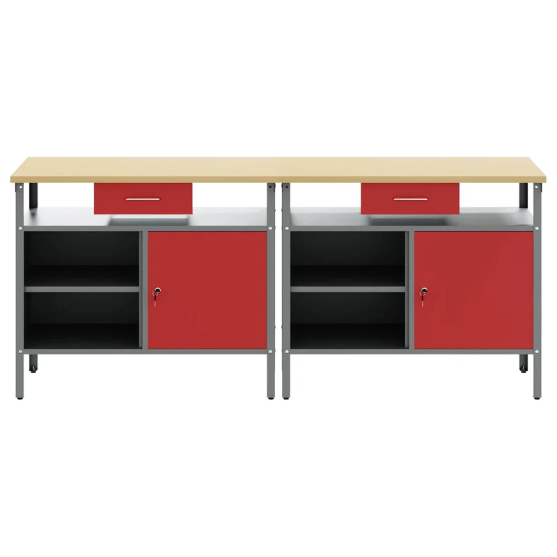Work Bench Set 2 pcs Red Steel