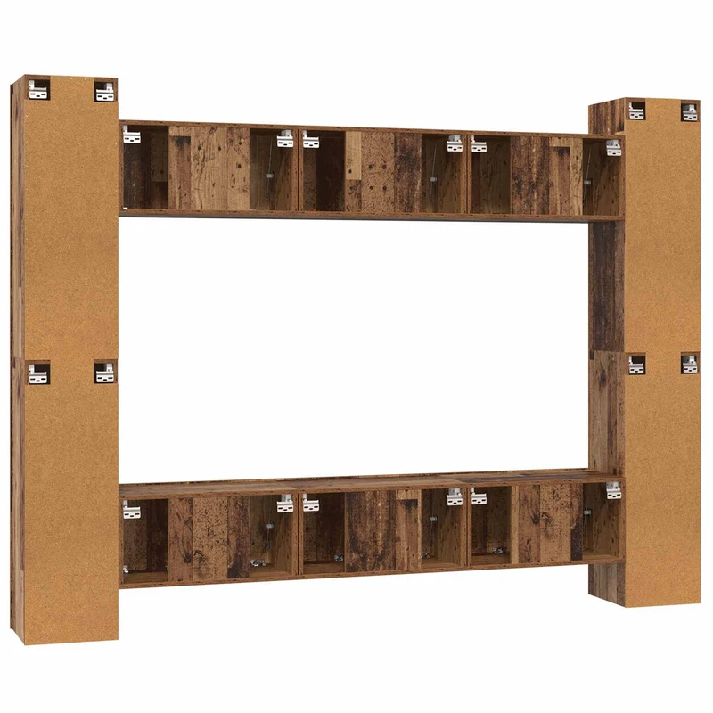 TV Cabinet Set 10 pcs Old Wood Engineered Wood