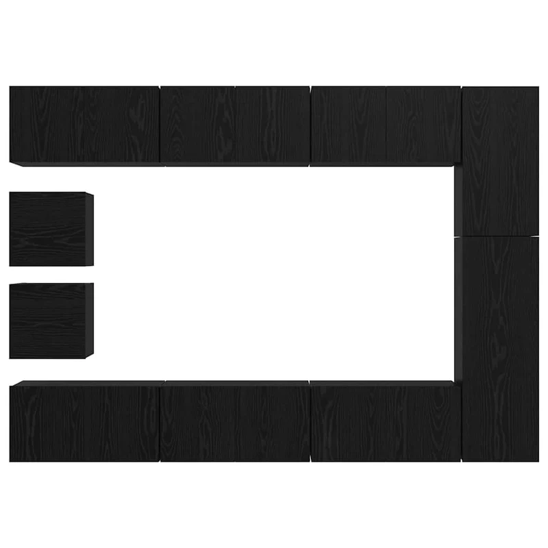 TV Cabinet Set 10 pcs Black Oak Engineered Wood