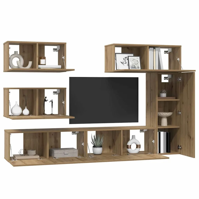TV Cabinet Set 6 pcs Artisan Oak Engineered Wood