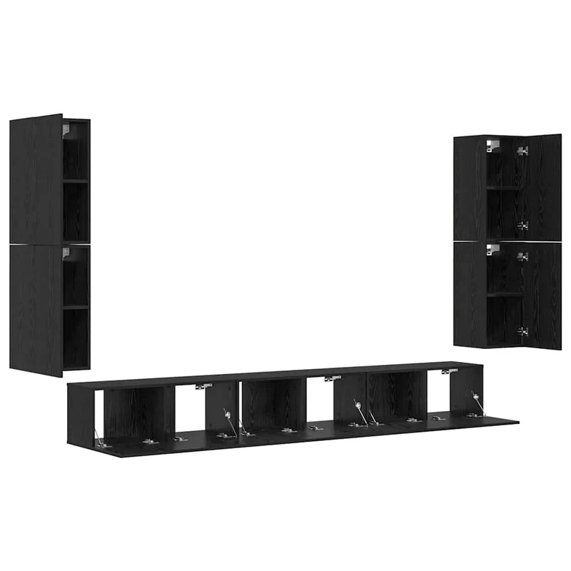 TV Units 4 pcs Black Oak Engineered wood