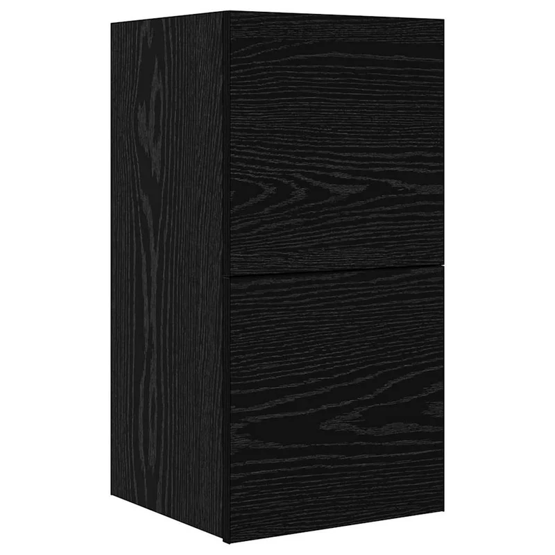 TV Cabinet Set 8 pcs Black Oak Engineered Wood