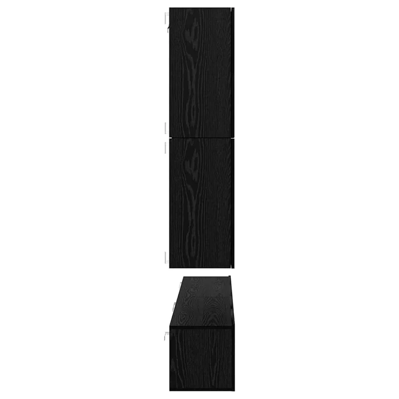 TV Cabinet Set 8 pcs Black Oak Engineered Wood