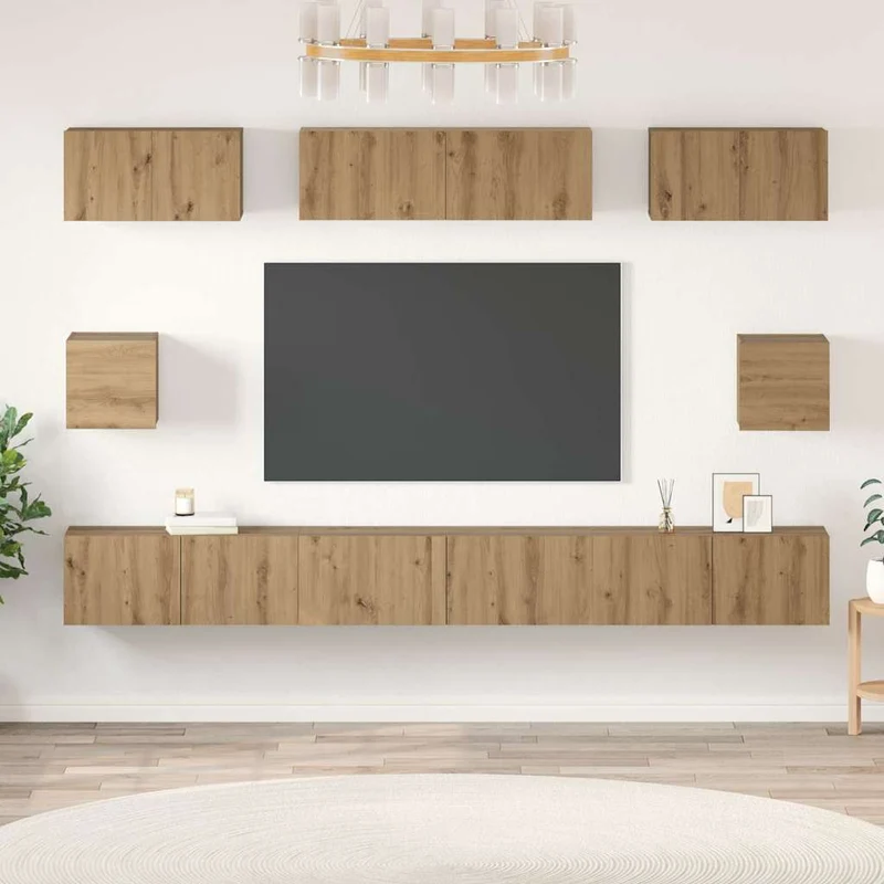 TV Cabinet Set 8 pcs Artisan Oak Engineered Wood