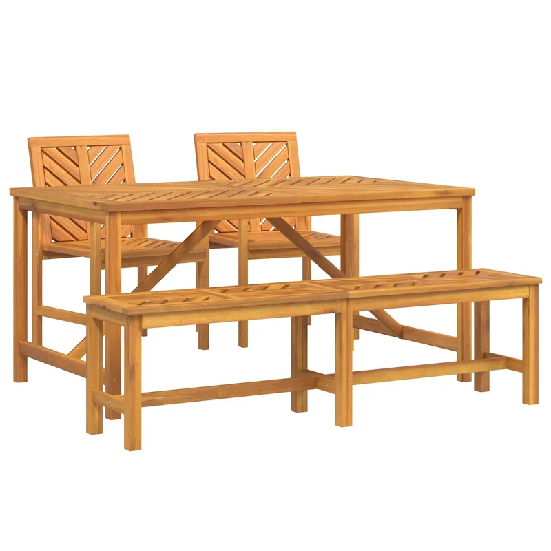 Garden Dining Set 4 pcs Brown Solid Acacia Wood