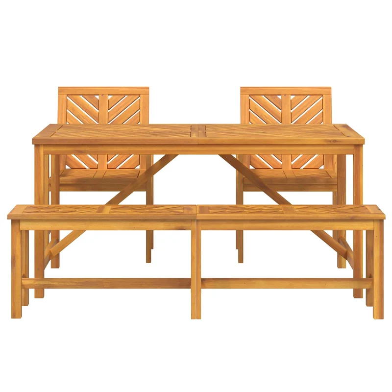 Garden Dining Set 4 pcs Brown Solid Acacia Wood