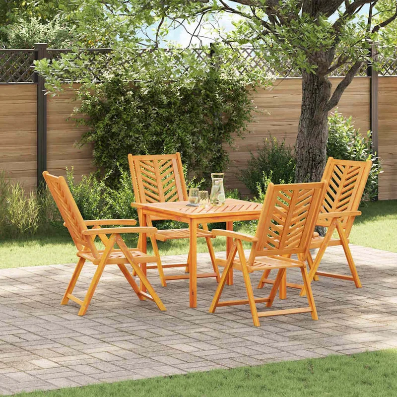 Garden Dining Set 5 pcs Brown 90 x 90 x 74 cm Solid Acacia Wood