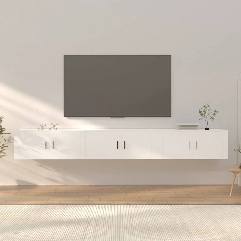 3 Piece Wall-mounted TV Cabinet Set White 100x34,5x40 cm