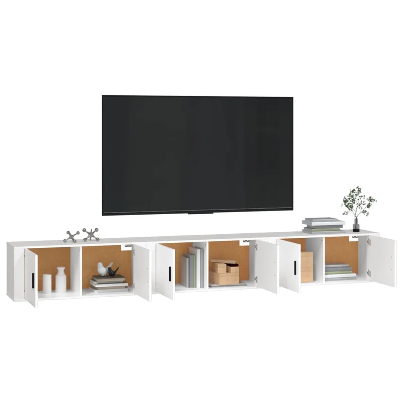 3 Piece Wall-mounted TV Cabinet Set White 100x34,5x40 cm