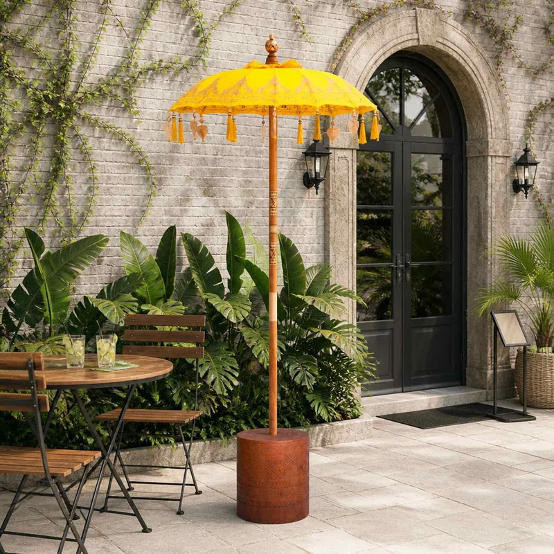 Balinese Parasol with Base 2 pcs Yellow