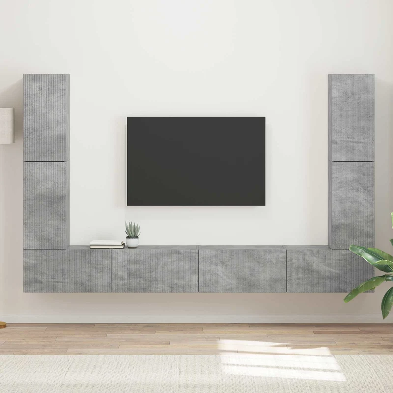 TV Cabinet Set 8 pcs Concrete Grey Engineered Wood