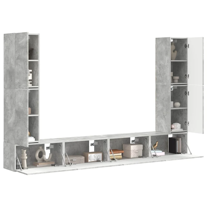 TV Cabinet Set 8 pcs Concrete Grey Engineered Wood