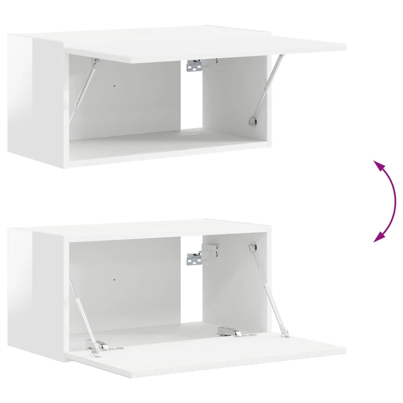 TV Cabinet Set 8 pcs High Gloss White Engineered Wood