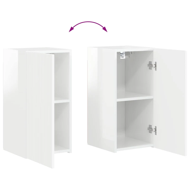 TV Cabinet Set 8 pcs High Gloss White Engineered Wood