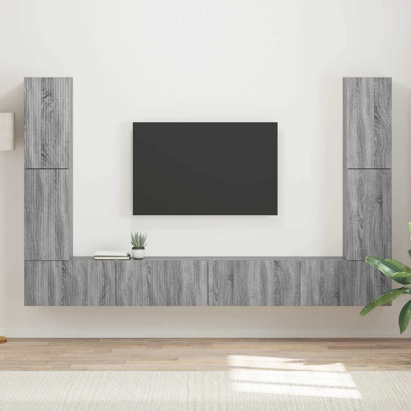 TV Cabinet Set 8 pcs Grey Sonoma Engineered Wood