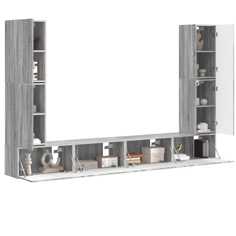 TV Cabinet Set 8 pcs Grey Sonoma Engineered Wood
