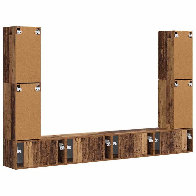 TV Cabinet Set 8 pcs Old Wood Engineered Wood