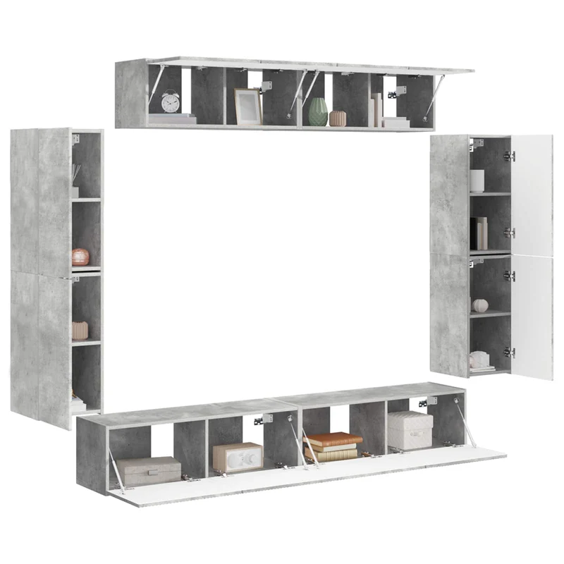 TV Cabinet 8 pcs Concrete Grey