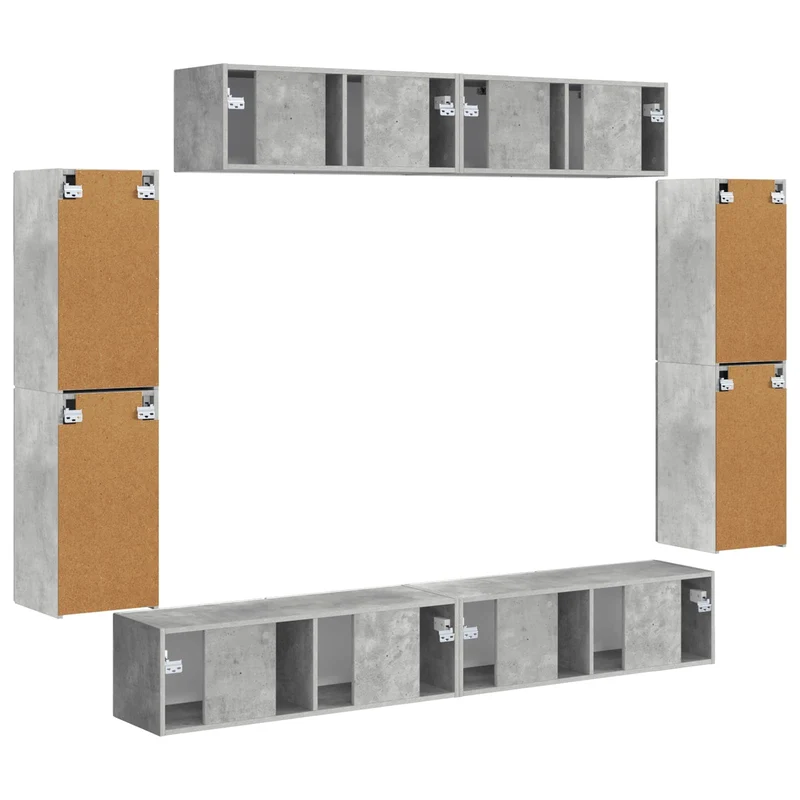 TV Cabinet 8 pcs Concrete Grey